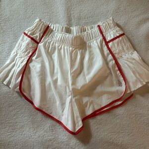Women's White Shorts with Red Trim